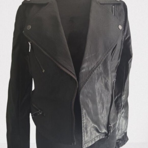 Blank NYC Short FAUX Leather Women's Biker Jacket Size Small Black - Picture 7 of 10